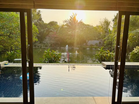 Lake view, Swimming pool, Sunset