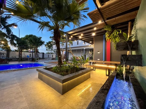 Dining area, Pool view, Swimming pool, Dinner