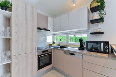 Coffee/tea facilities, Kitchen or kitchenette, dishwasher, oven, stove