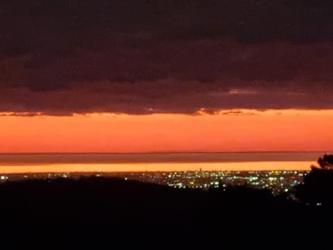 Night, Natural landscape, Bird's eye view, Sea view, Sunset