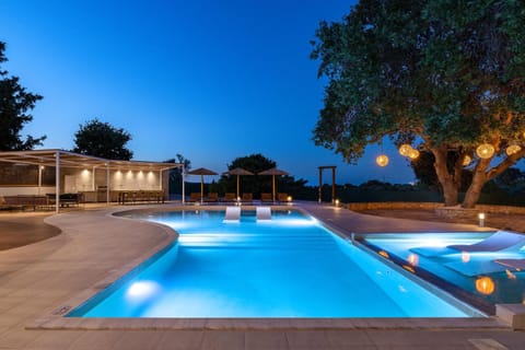 Night, Natural landscape, Pool view, Swimming pool, sunbed