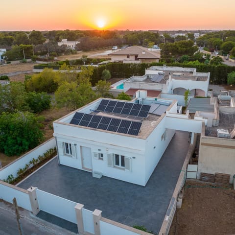 Property building, Neighbourhood, Natural landscape, Bird's eye view, Sunset