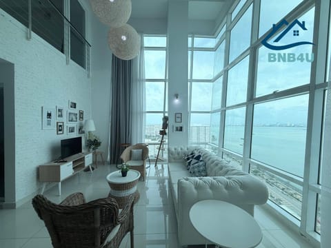 Living room, Seating area, Sea view