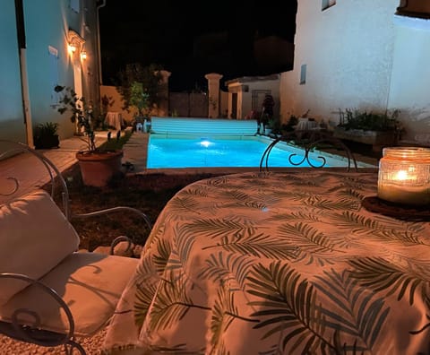 Patio, Night, Pool view, Swimming pool