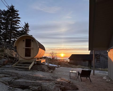 Property building, Natural landscape, Sea view, Sunset