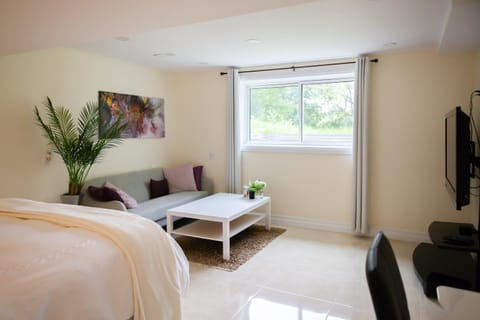 Bed, TV and multimedia, Seating area, Bedroom