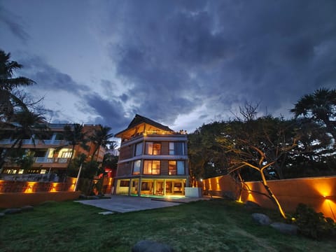 Property building, Night, Garden, Garden view