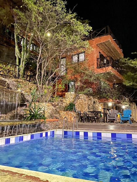 Property building, Night, Pool view