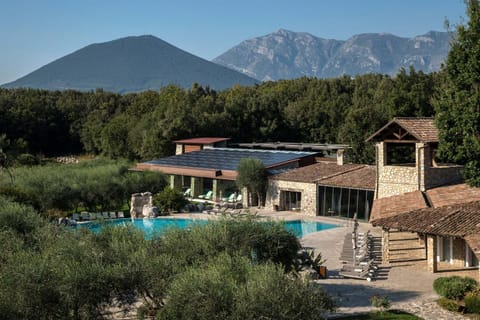 Property building, Spring, Natural landscape, Mountain view, Pool view, Swimming pool, sunbed