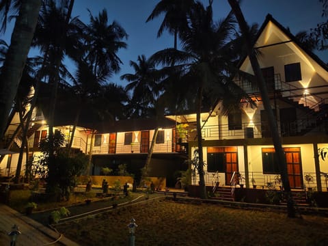 Property building, Night, Garden