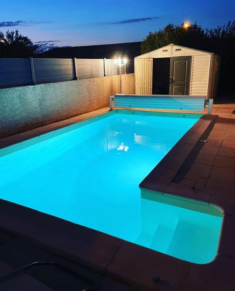 Night, Pool view, Swimming pool