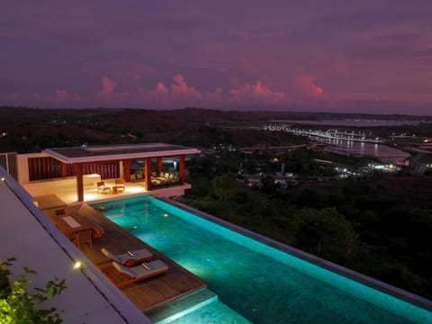 Night, Pool view, Swimming pool