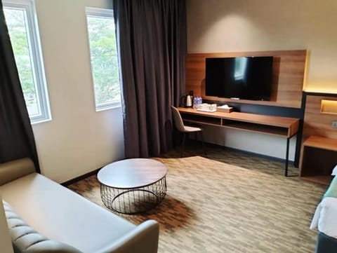 Bed, TV and multimedia, Seating area, Bedroom