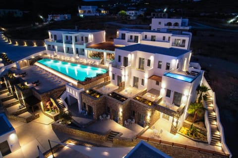 Property building, Night, Swimming pool