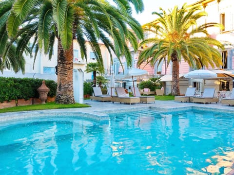 Summer, Garden, Swimming pool, Sunrise