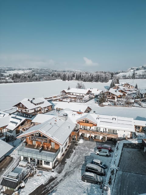 Property building, Bird's eye view, Winter, Parking