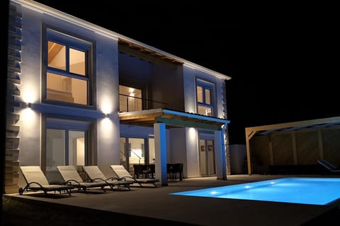 Property building, Night, Swimming pool