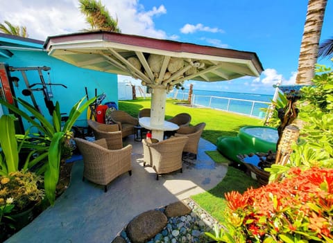 Corner Luxury Ethereal Hawaii Beachfront Estate for Monthly Rental with Private Beach & 3 Beachfront Jacuzzis & Snorkeling Reef & Jurassic Park Film Site Chalet in Hauula