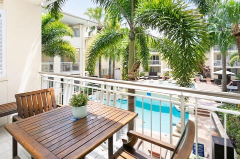 View (from property/room), Balcony/Terrace, Pool view, Swimming pool