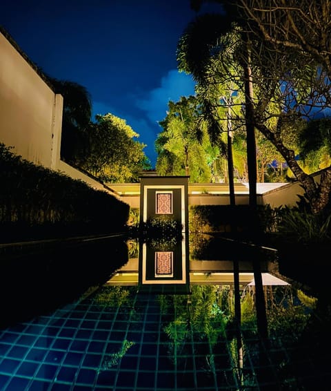 Night, Pool view, Swimming pool