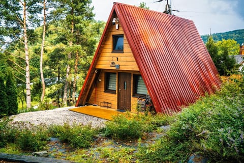 Przystań nad Sanem z widokiem na góry i rzekę Campground/ 
RV Resort in Slovakia