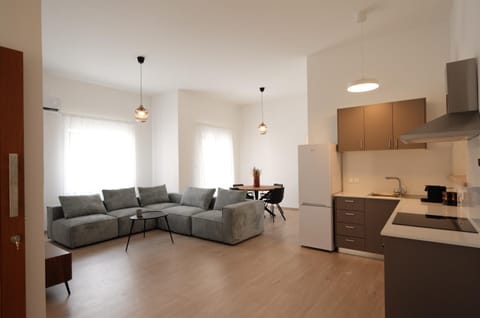 Kitchen or kitchenette, Living room, Seating area