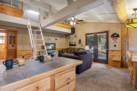 Hayloft Hollow by KABINO Fire Pit Fireplace Loft with Low Ceiling High Chair WiFi House in Island Park