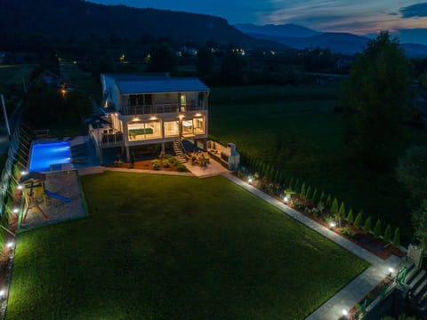 Night, Bird's eye view, Garden view, Pool view