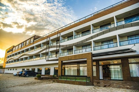 Property building, Facade/entrance, Sunset