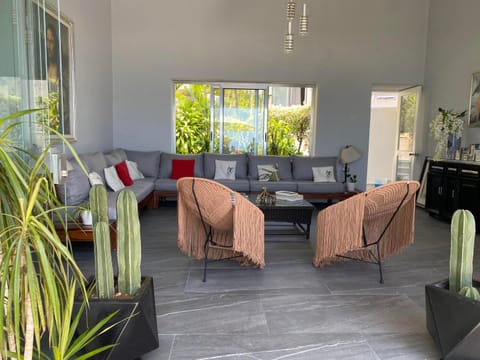 Living room, Seating area, Garden view