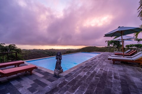 Natural landscape, Pool view, Swimming pool, Sunset, sunbed