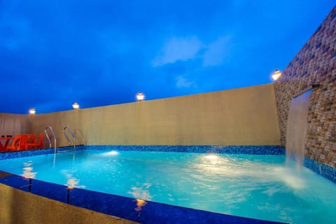 Night, Pool view, Swimming pool