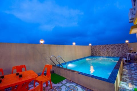 Night, Pool view, Swimming pool