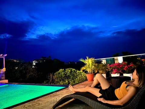 Patio, Night, Pool view, Swimming pool