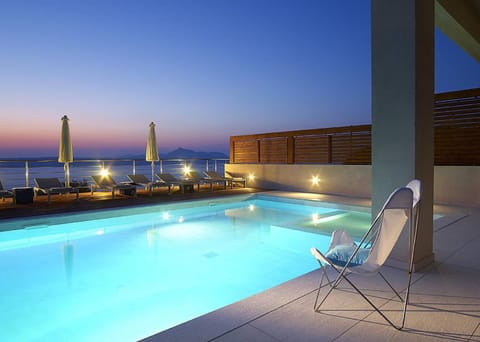 Patio, Night, Pool view, Sea view, Swimming pool, Sunset