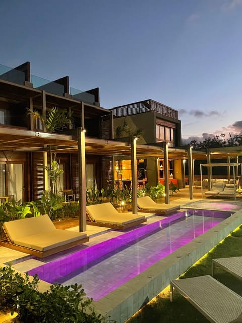 Property building, Night, Garden, Garden view, Pool view, Swimming pool