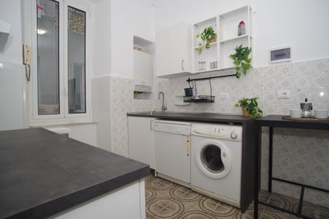 Kitchen or kitchenette, dishwasher, washing machine