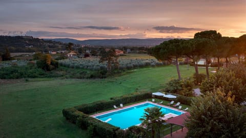 Garden, Swimming pool, Sunset