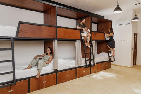 Bed, group of guests, bunk bed