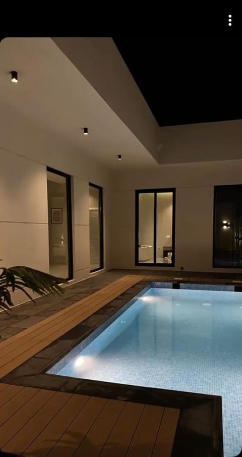 Night, Pool view, Swimming pool, Swimming pool