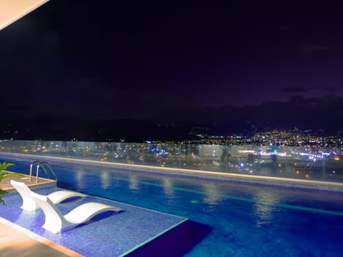 Night, Pool view, Swimming pool