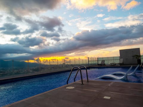 Natural landscape, Pool view, Swimming pool, Sunset