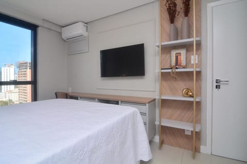 Bed, TV and multimedia, Bedroom, hair dresser, wardrobe, air conditioner