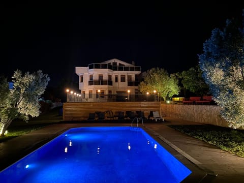 Night, Garden, Garden view, Pool view, Swimming pool, sunbed