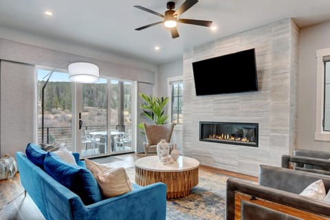 Natural landscape, TV and multimedia, Living room, Seating area, fireplace, flat iron, locker