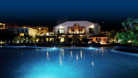 Property building, Night, Pool view, Swimming pool