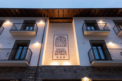 Property building, Facade/entrance, Night, Balcony/Terrace