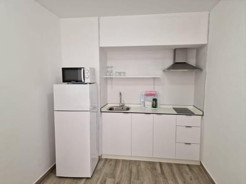 Kitchen or kitchenette, minibar, stove