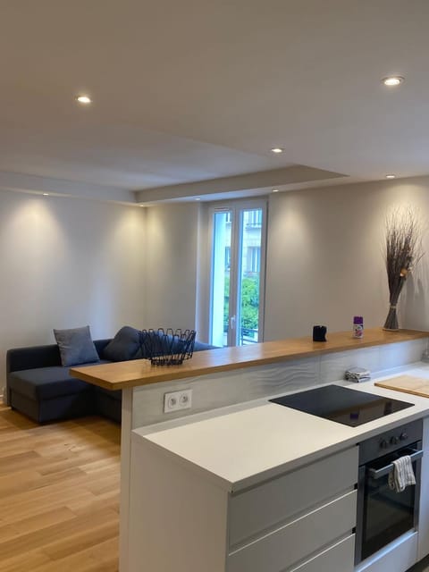 Living room, Seating area, stove, kitchen