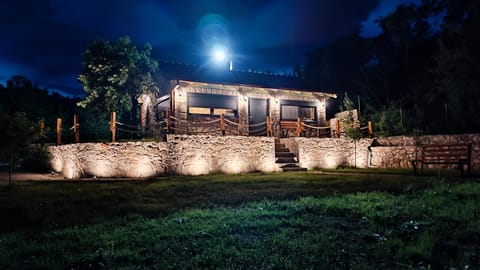 Property building, Night, Garden, Garden view